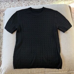 Boohoo Mens Black Cable Knit Shirt